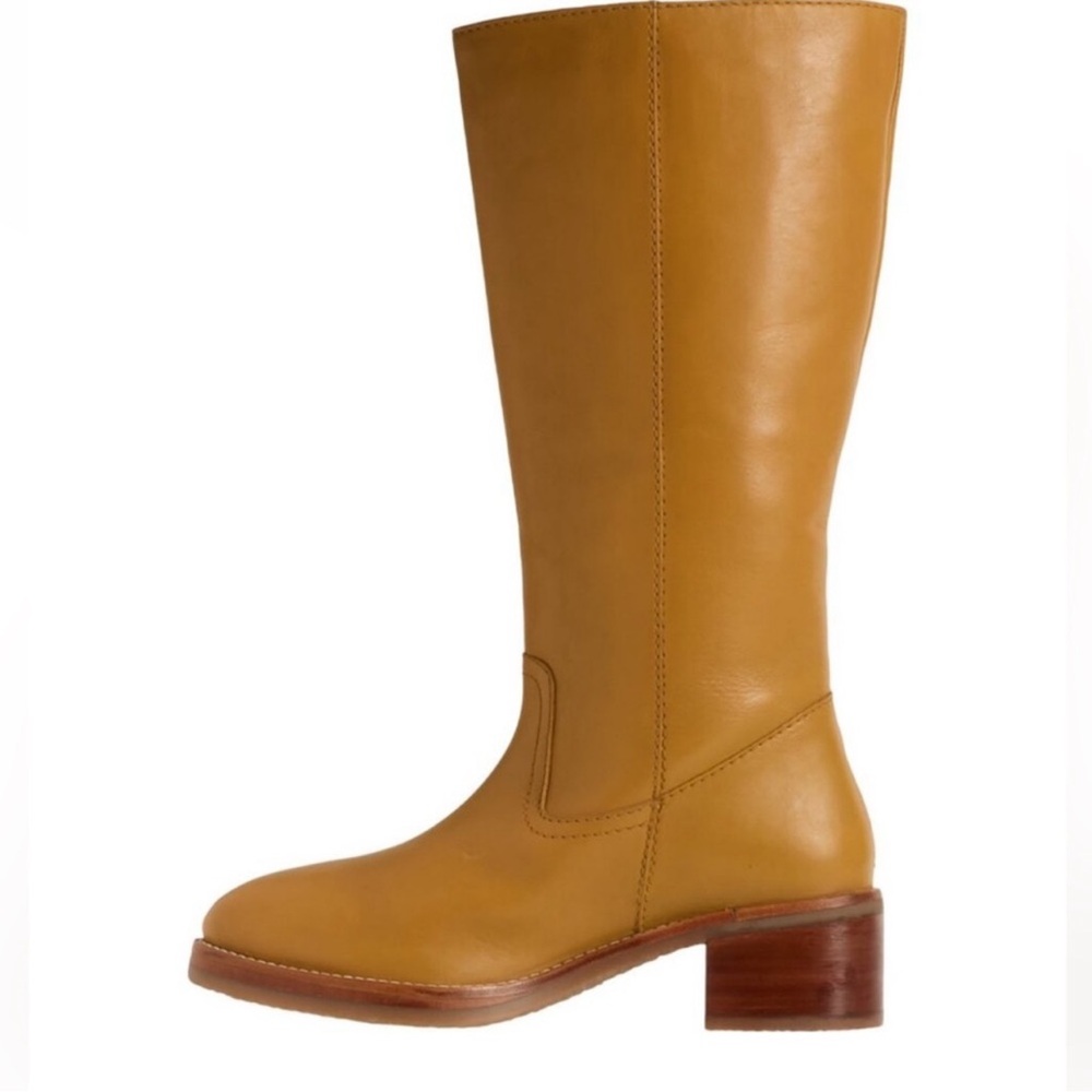 Classic Tall Leather Riding Boots - Mustard - Picture 9 of 12